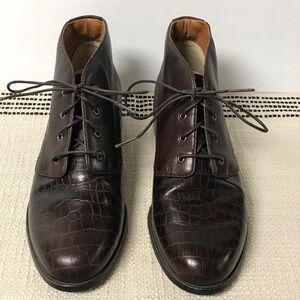 ARIAT / Ladies Brown Leather Croc Print Lace Up Ankle Boots Size 6B